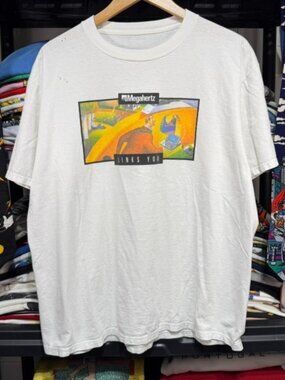Vintage Tech Promo Graphic Tee - White Cotton Retro Computing Shirt